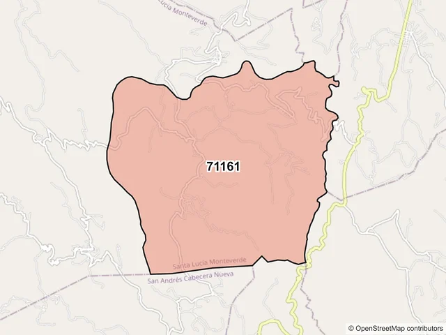 Mapa del código postal 71161, Santa Lucía Monteverde, Oaxaca