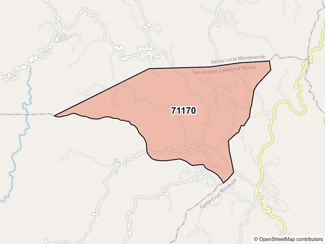 Mapa del código postal 71170, San Andrés Cabecera Nueva, Oaxaca