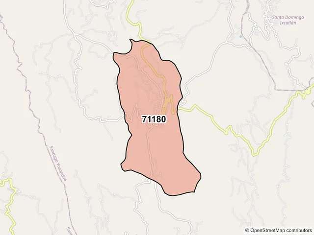 Mapa del código postal 71180, Santiago Yosondúa, Oaxaca