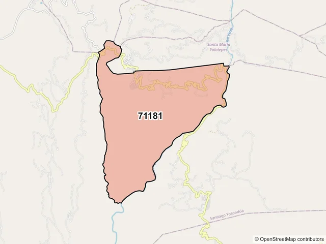Mapa del código postal 71181, Santiago Yosondúa, Oaxaca