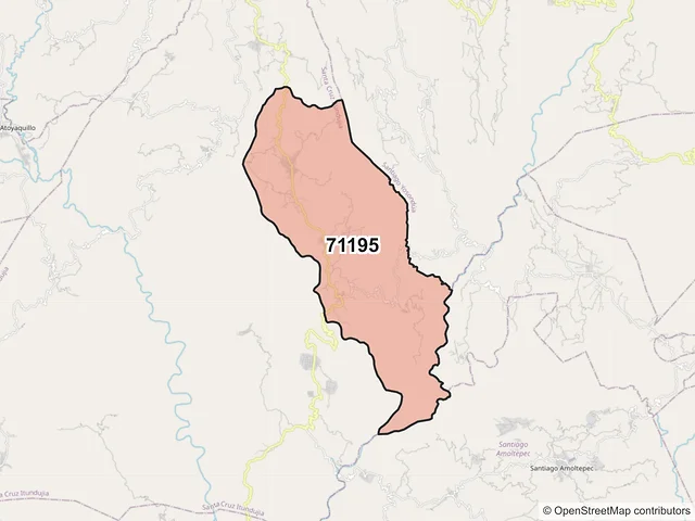 Mapa del código postal 71195, Santa Cruz Itundujia, Oaxaca
