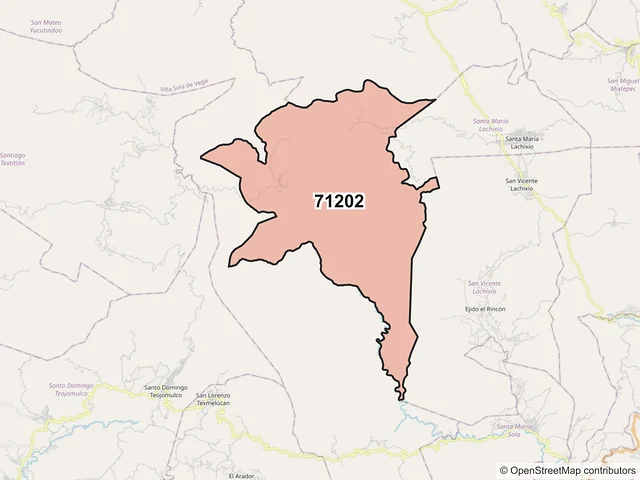 Mapa del código postal 71202, Zimatlán de Álvarez, Oaxaca
