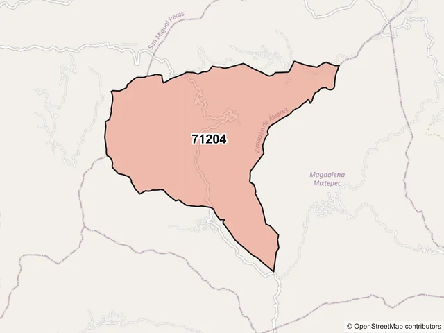 Mapa del código postal 71204, Zimatlán de Álvarez, Oaxaca