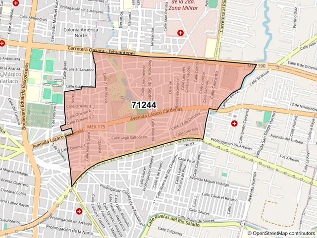 Mapa del código postal 71244, Santa Lucía del Camino, Oaxaca