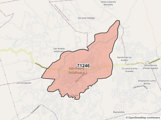 Mapa del código postal 71246, San Pedro Ixtlahuaca, Oaxaca