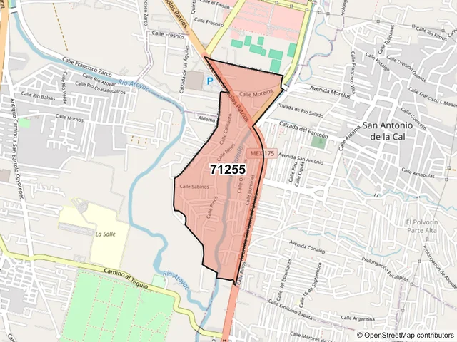 Mapa del código postal 71255, San Antonio de la Cal, Oaxaca