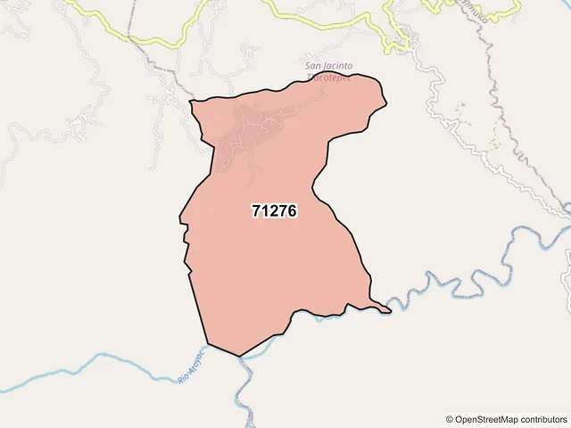 Mapa del código postal 71276, San Jacinto Tlacotepec, Oaxaca