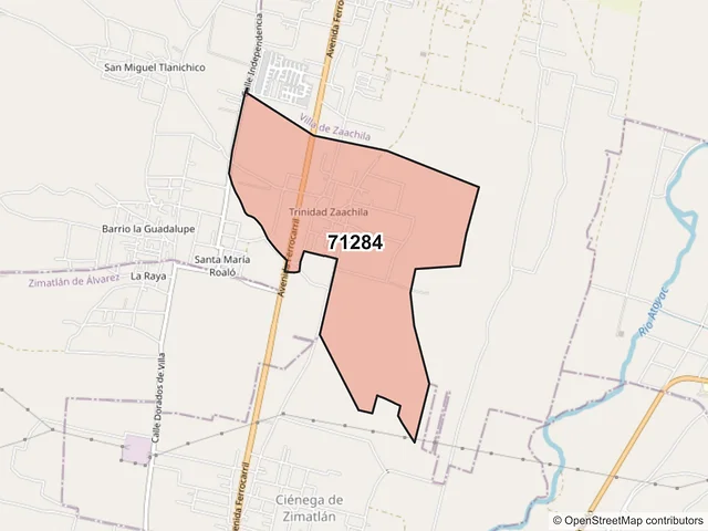 Mapa del código postal 71284, Trinidad Zaachila, Oaxaca