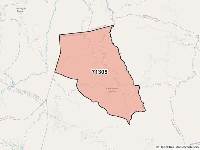 Mapa del código postal 71305, San Antonio Huitepec, Oaxaca