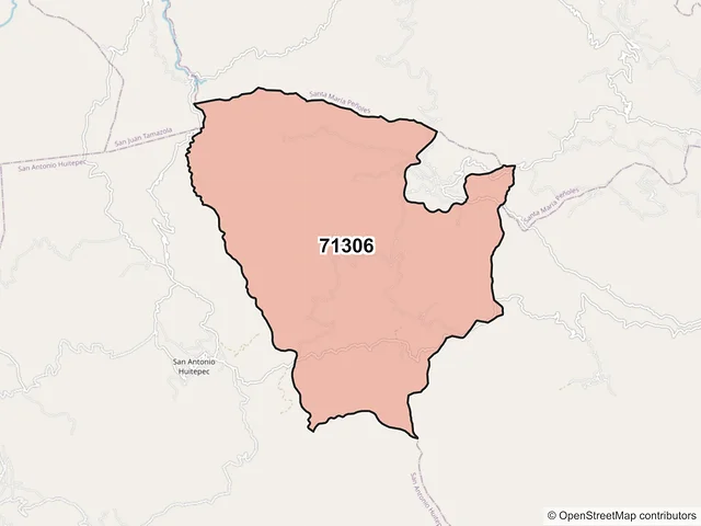 Mapa del código postal 71306, San Antonio Huitepec, Oaxaca
