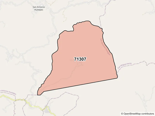 Mapa del código postal 71307, San Antonio Huitepec, Oaxaca