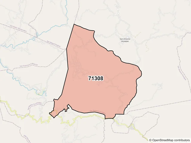 Mapa del código postal 71308, San Antonio Huitepec, Oaxaca