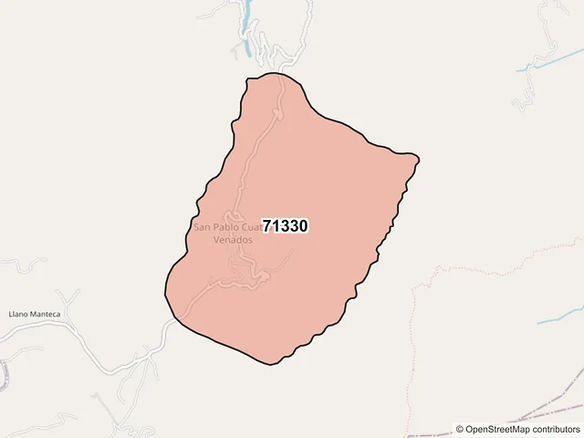 Mapa del código postal 71330, San Pablo Cuatro Venados, Oaxaca