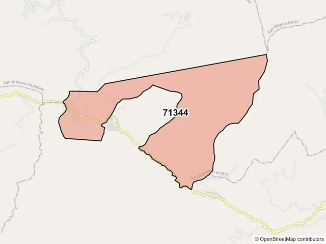 Mapa del código postal 71344, San Antonino el Alto, Oaxaca