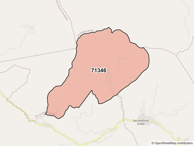 Mapa del código postal 71346, San Antonino el Alto, Oaxaca