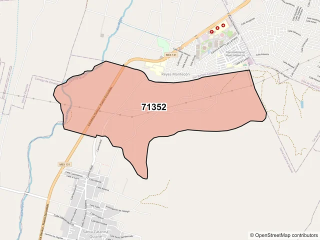 Mapa del código postal 71352, Santa Catarina Quiané, Oaxaca