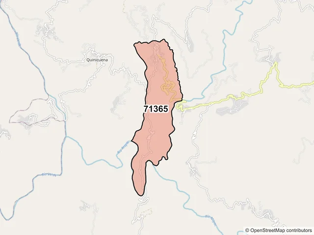 Mapa del código postal 71365, Santa Cruz Zenzontepec, Oaxaca