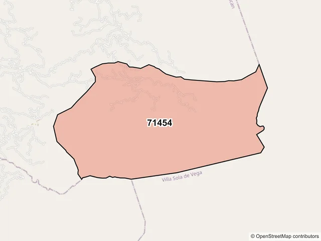 Mapa del código postal 71454, San Lorenzo Texmelúcan, Oaxaca