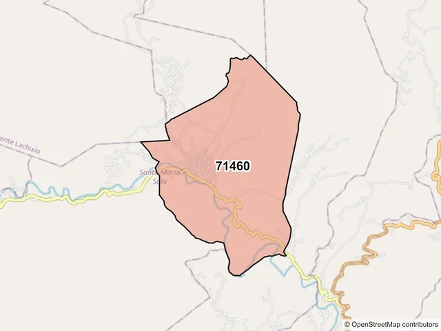 Mapa del código postal 71460, Santa María Sola, Oaxaca