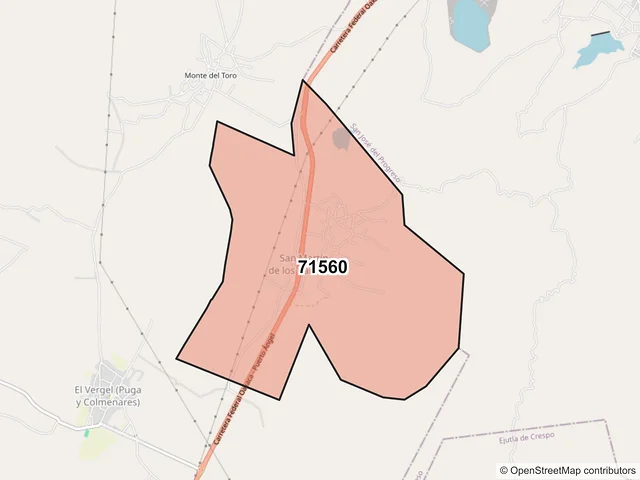 Mapa del código postal 71560, San Martín de los Cansecos, Oaxaca