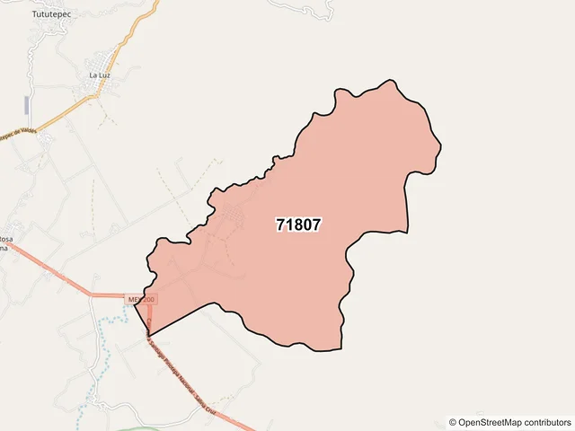 Mapa del código postal 71807, Villa de Tututepec, Oaxaca