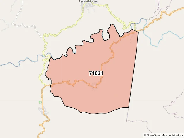 Mapa del código postal 71821, Villa de Tututepec, Oaxaca