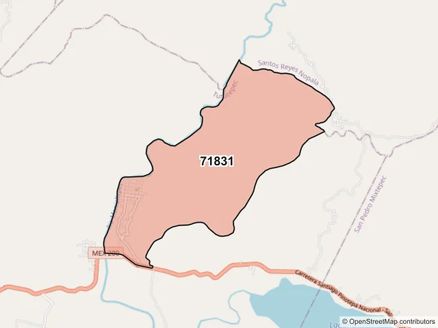 Mapa del código postal 71831, Villa de Tututepec, Oaxaca