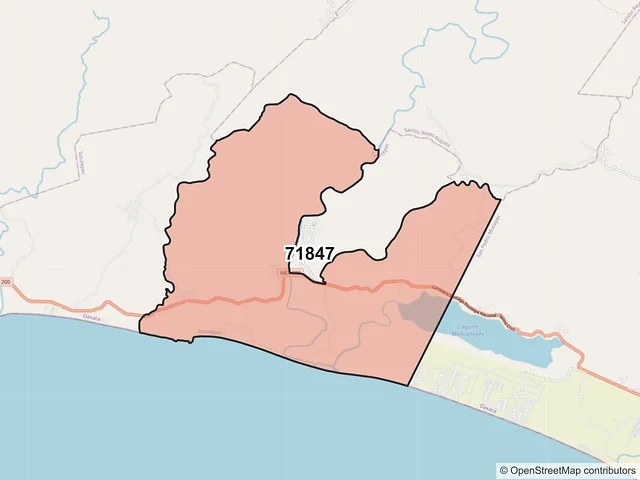 Mapa del código postal 71847, Villa de Tututepec, Oaxaca