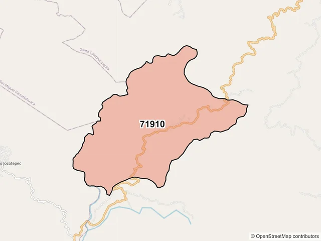 Mapa del código postal 71910, Santa Catarina Juquila, Oaxaca