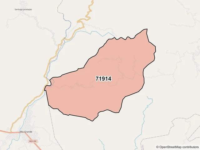 Mapa del código postal 71914, Santa Catarina Juquila, Oaxaca
