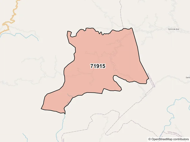 Mapa del código postal 71915, Santa Catarina Juquila, Oaxaca