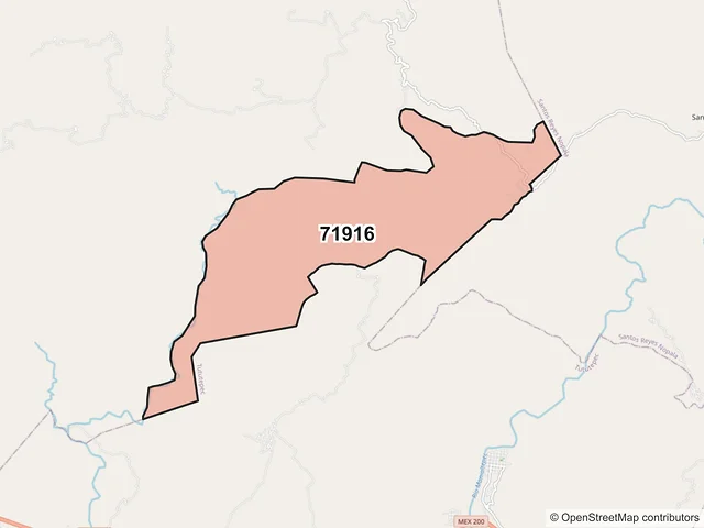 Mapa del código postal 71916, Santa Catarina Juquila, Oaxaca
