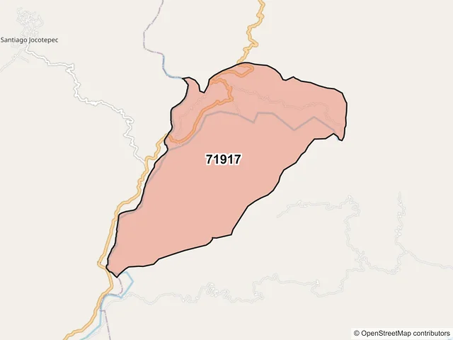 Mapa del código postal 71917, Santa Catarina Juquila, Oaxaca