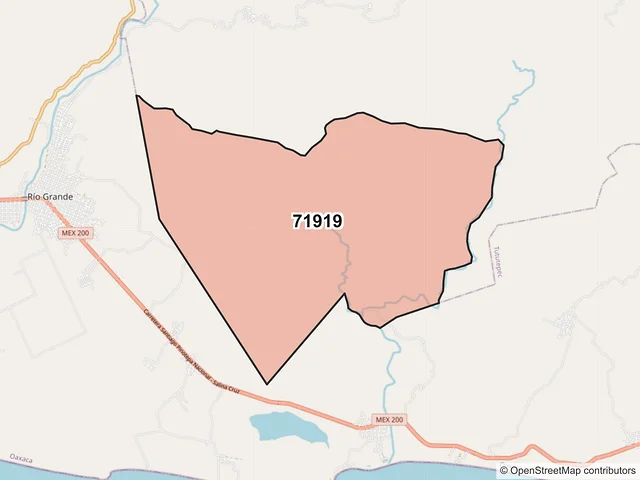 Mapa del código postal 71919, Santa Catarina Juquila, Oaxaca