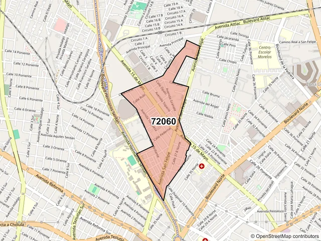 Mapa del código postal 72060, Puebla, Puebla
