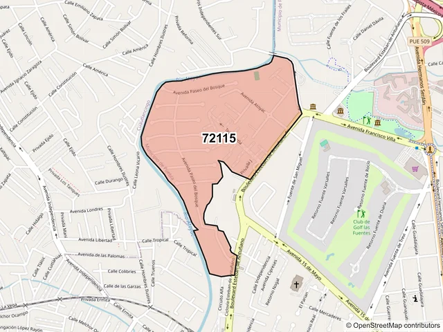 Mapa del código postal 72115, Puebla, Puebla