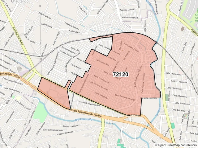 Mapa del código postal 72120, Puebla, Puebla