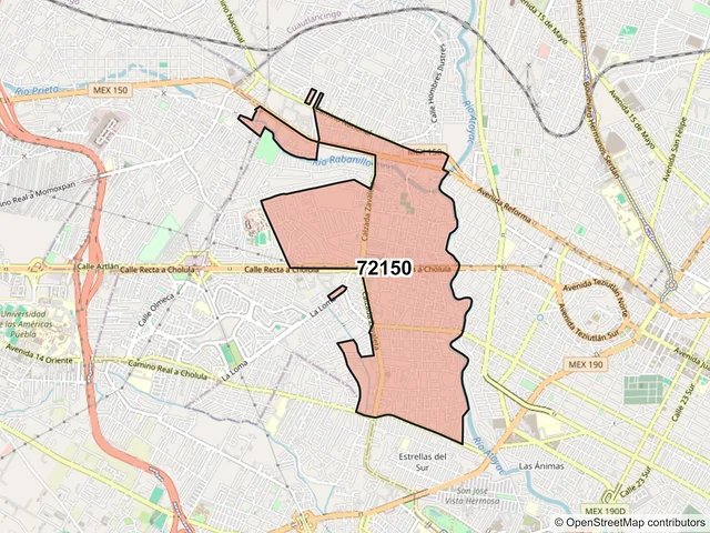 Mapa del código postal 72150, Puebla, Puebla