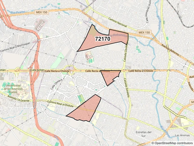 Mapa del código postal 72170, Puebla, Puebla