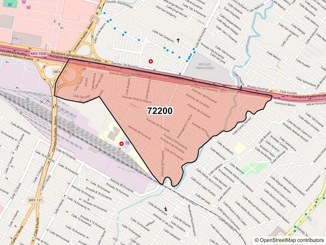 Mapa del código postal 72200, Puebla, Puebla