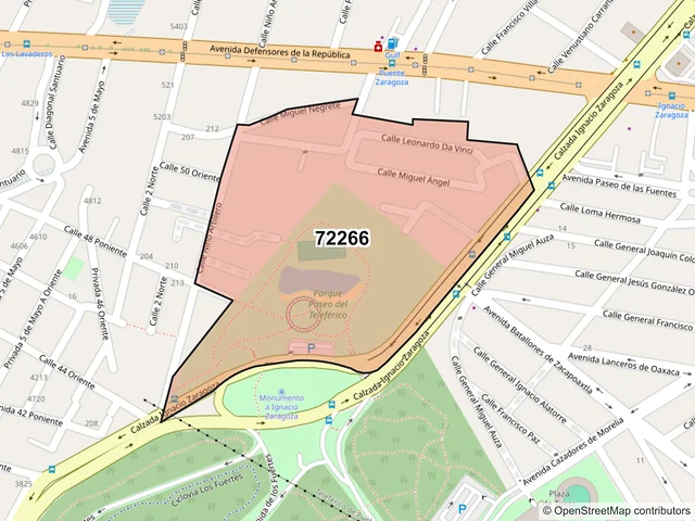 Mapa del código postal 72266, Puebla, Puebla