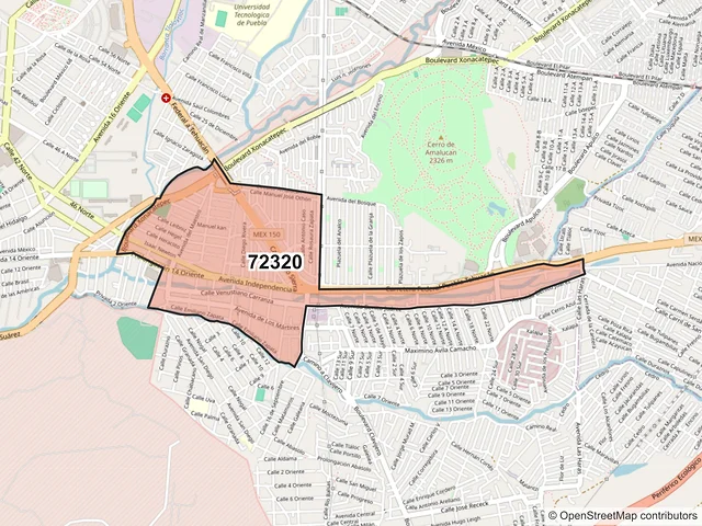 Mapa del código postal 72320, Puebla, Puebla