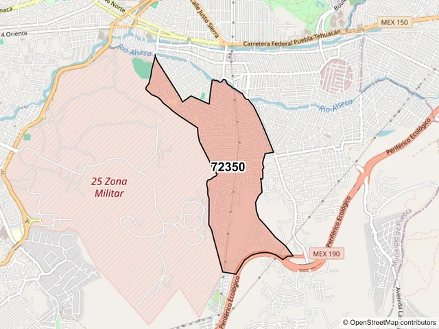 Mapa del código postal 72350, Puebla, Puebla