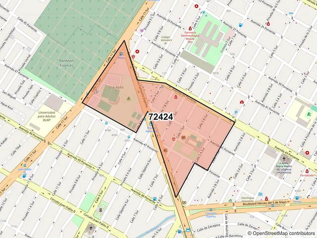Mapa del código postal 72424, Puebla, Puebla