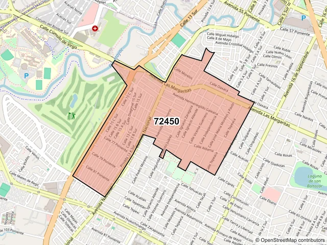 Mapa del código postal 72450, Puebla, Puebla