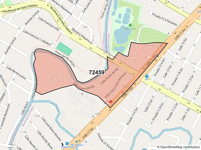 Mapa del código postal 72459, Puebla, Puebla