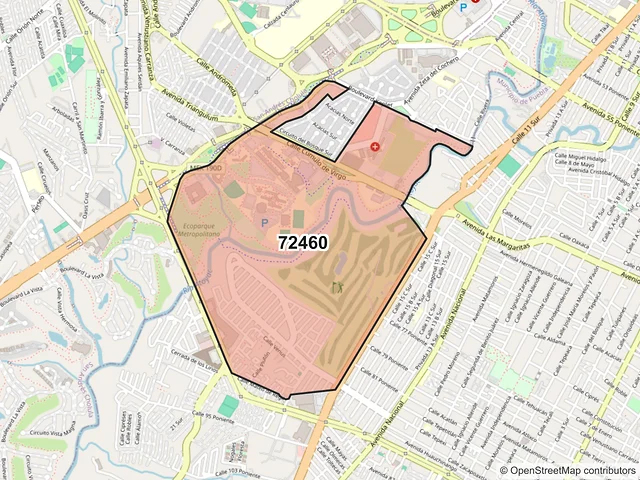Mapa del código postal 72460, Puebla, Puebla