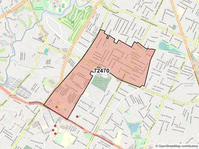 Mapa del código postal 72470, Puebla, Puebla