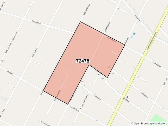 Mapa del código postal 72478, Puebla, Puebla