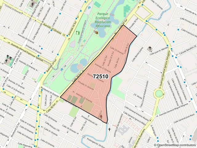 Mapa del código postal 72510, Puebla, Puebla